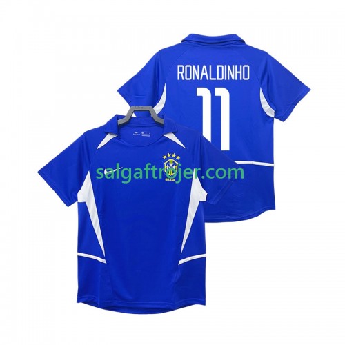 Brasilien RONALDINHO 11 Fodboldtrøjer Retro Udebanesæt 2002 Kort ærmer Brasilien RONALDINHO 11 Fodboldtrøjer Retro Udebanesæt 2002 Kort ærmer
